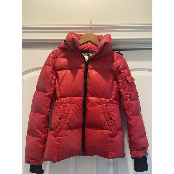Jackets & Blazers - S13 New York Bright Red puffer Hooded Duck Down Jacket Coat women ladies SZ XS